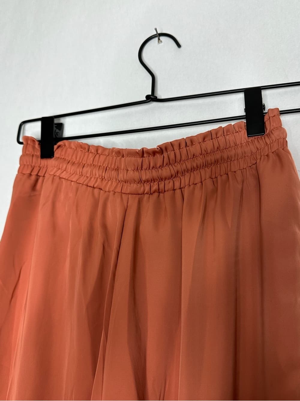 NWT Deluc Terracotta Wide Leg Satin Pants High Rise Drawstring Small Minimalist - Thumbnail 7