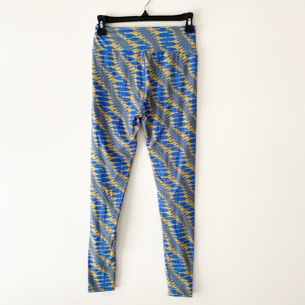 Giraffe Print Blue Yellow Legging | OS (Lularoe Size Chart: One Size 2-12) NWOT - Thumbnail 5