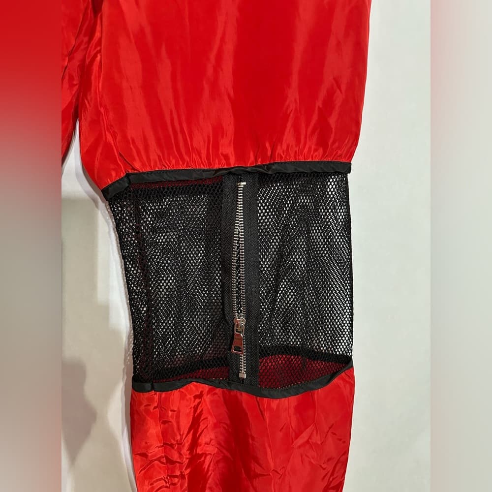 Red Mesh Zip Utility Cargo Pants Cyberpunk Streetwear Parachute Style Size Large - Thumbnail 8