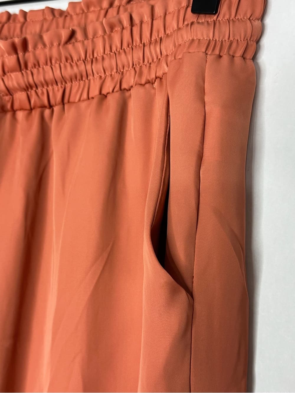 NWT Deluc Terracotta Wide Leg Satin Pants High Rise Drawstring Small Minimalist - Thumbnail 3