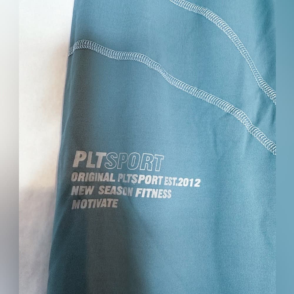 NWT Prettylittlething Steel Blue Stitch Detail Gym Leggings US Size 6 - Thumbnail 7