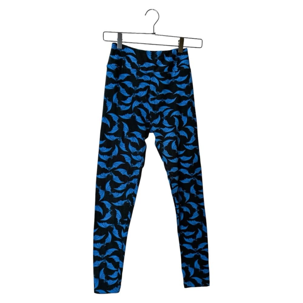 NWT LuLaRoe Leggings Black Blue Bat Print Size OS Goth Vampirecore Halloween - Thumbnail 11