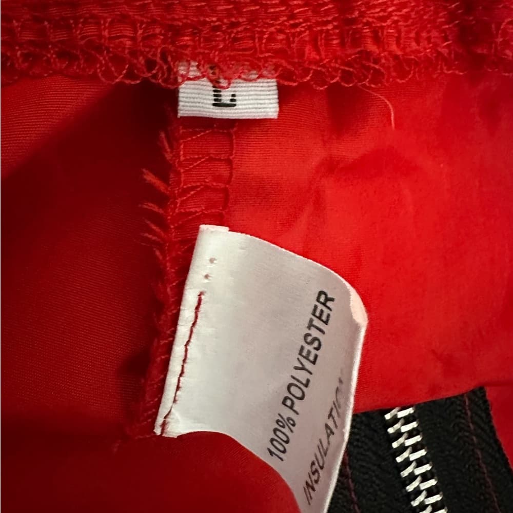 Red Mesh Zip Utility Cargo Pants Cyberpunk Streetwear Parachute Style Size Large - Thumbnail 3