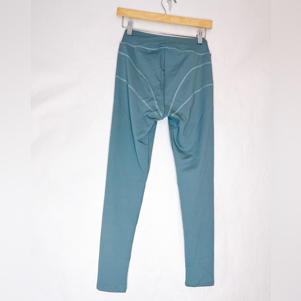 NWT Prettylittlething Steel Blue Stitch Detail Gym Leggings US Size 6 - Thumbnail 5