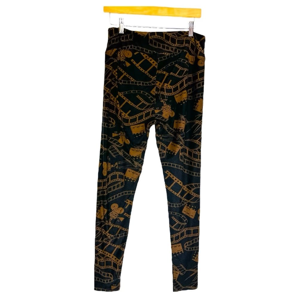 NWOT Lularoe Movie Reel Cinema Print Black Brown Leggings - Tall & Curvy TC - Thumbnail 9