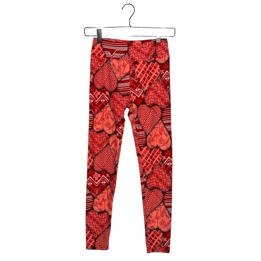 NWT LuLaRoe Leggings Valentine Patchwork Heart Print OS (2-10 One Size) - Thumbnail 8