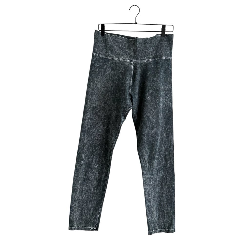 T-Party Black Grey Acid Wash High Rise Leggings Size Large Cotton Blend - Thumbnail 4