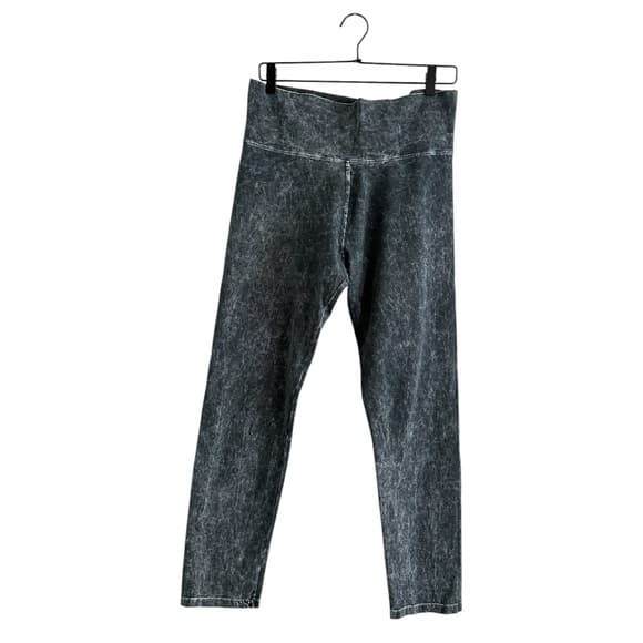T-Party Black Grey Acid Wash High Rise Leggings Size Large Cotton Blend - Thumbnail 5