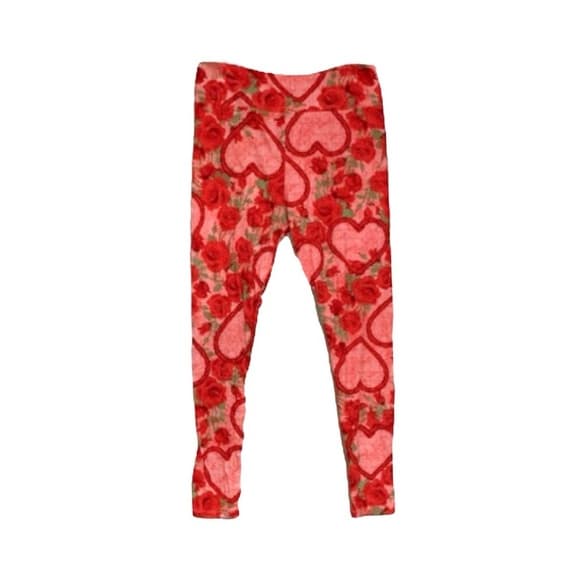LuLaRoe Valentine Valentine’s Day TC Tall & Curvy Red Pink Hearts Roses Leggings - Thumbnail 8