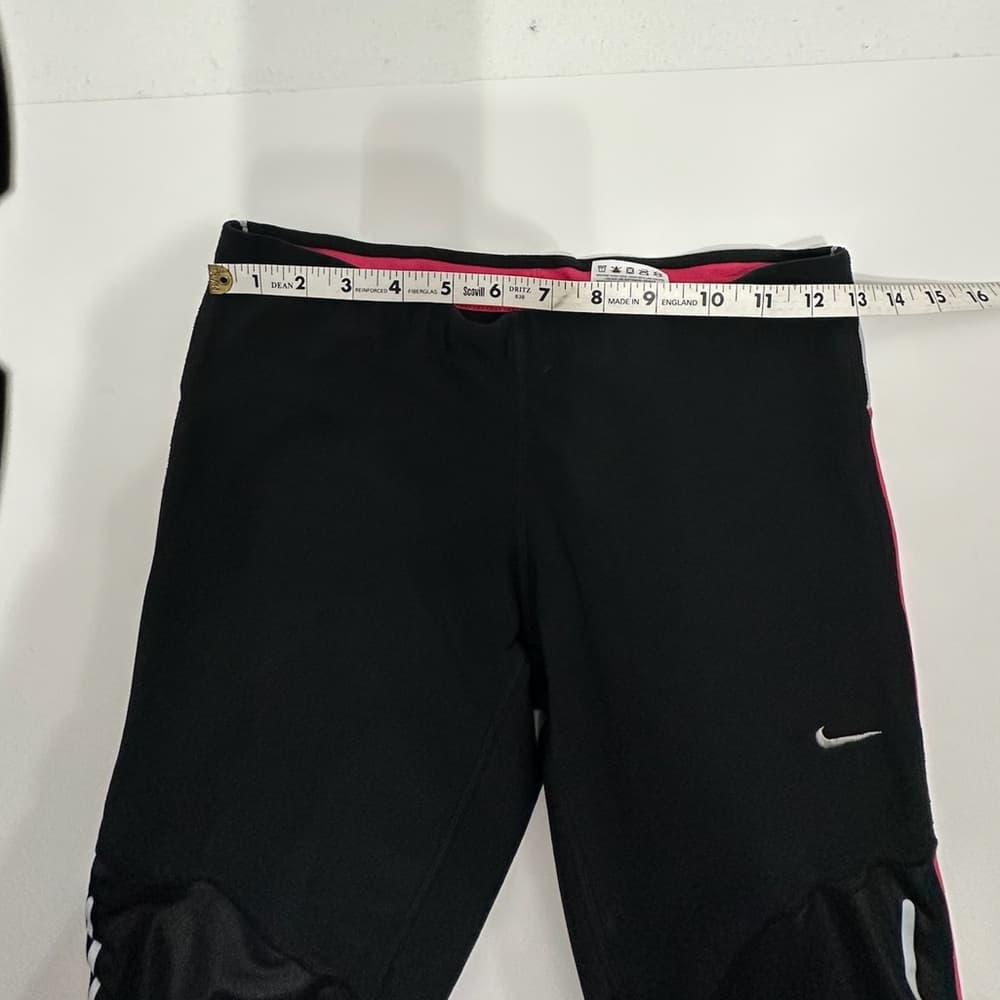 Nike Dri-Fit Black Capris Pink Trim See Thru Mesh Reflective Panels Size Medium - Thumbnail 9