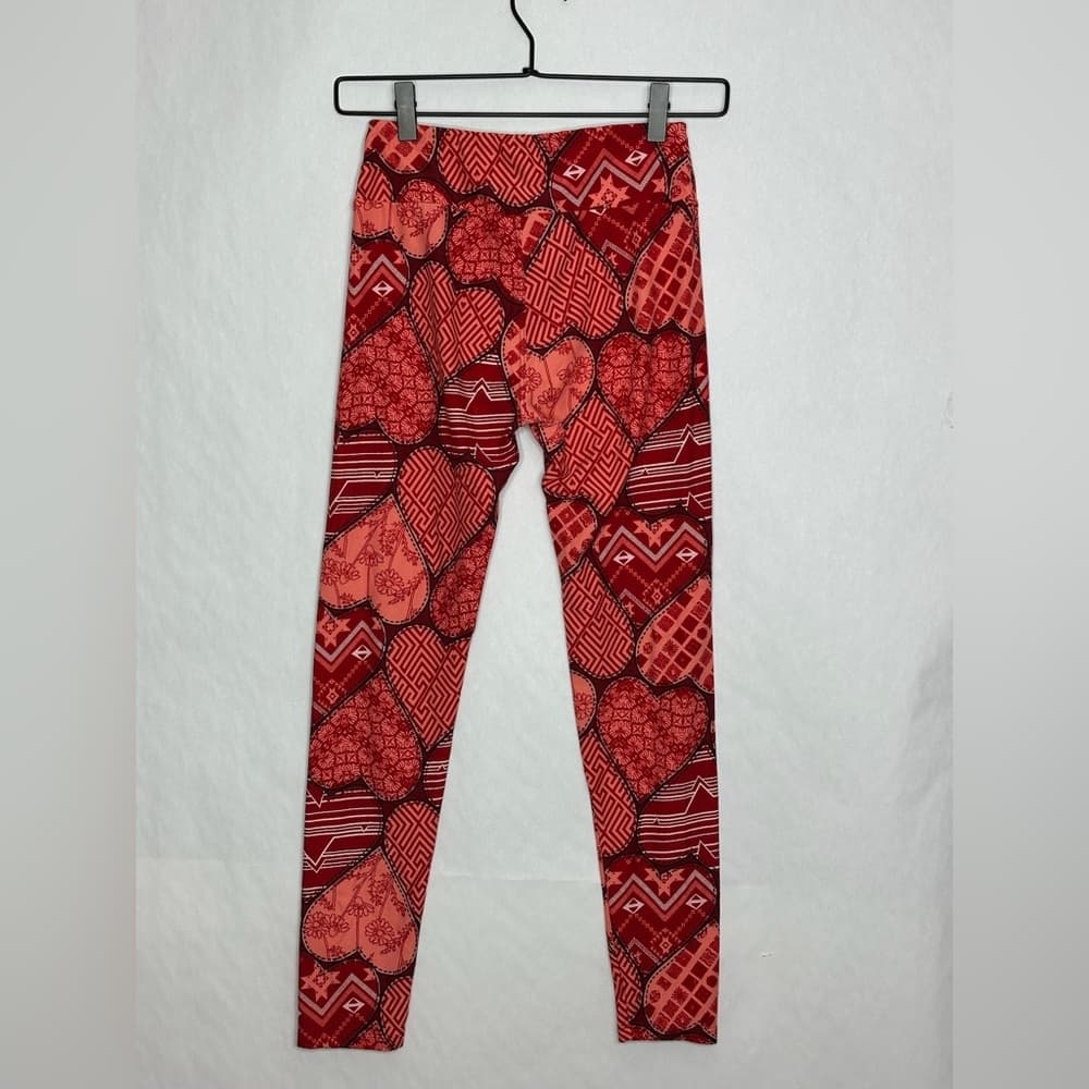 NWT LuLaRoe Leggings Valentine Patchwork Heart Print OS (2-10 One Size) - Thumbnail 3