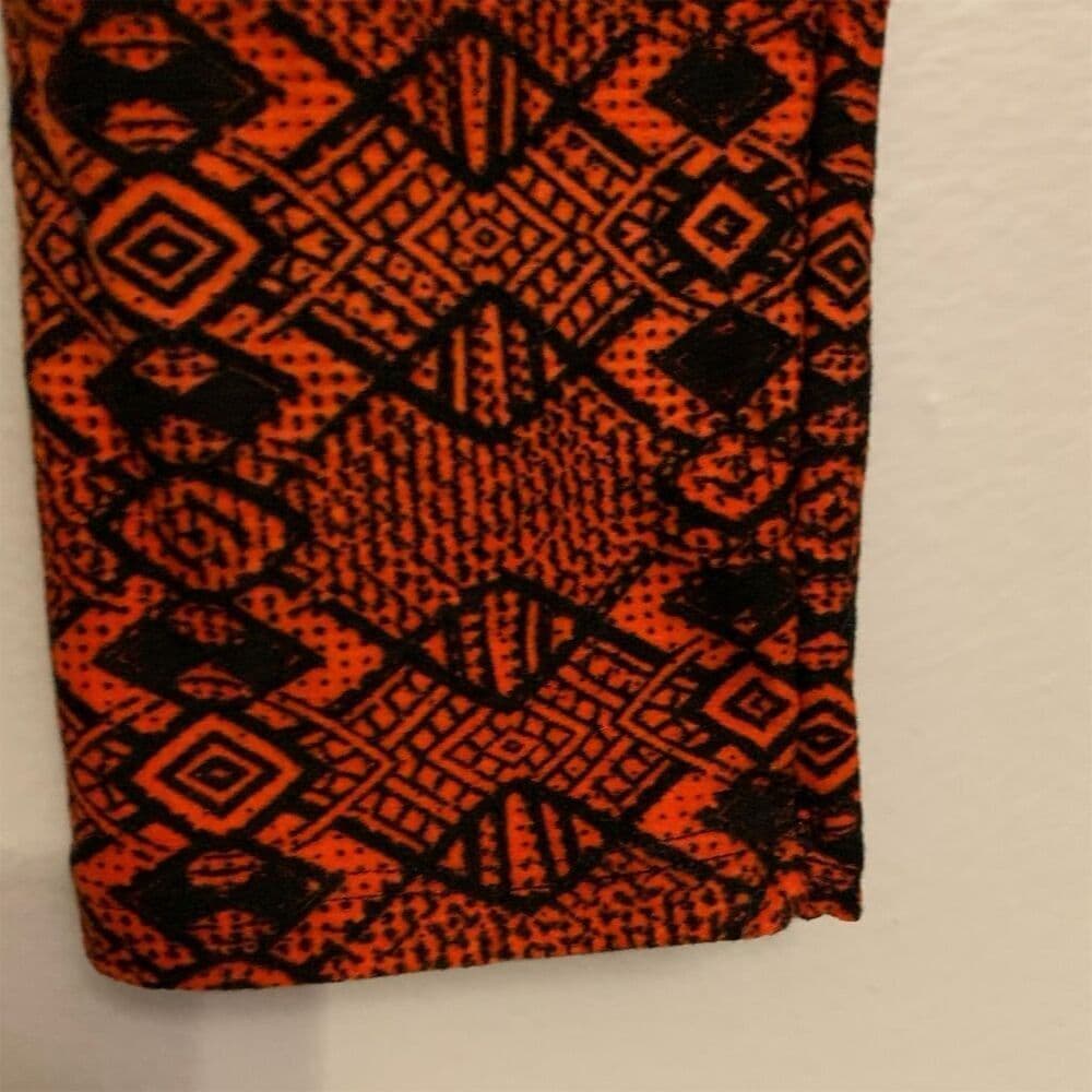 LuLaRoe One Size Buttery Soft Leggings Orange Geometric Pattern Casual NEW - Thumbnail 9