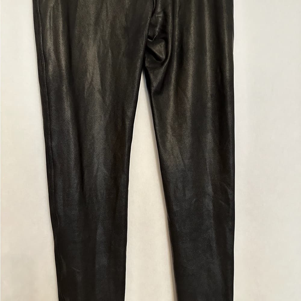 SPANX Faux Leather Look High Waisted Leggings Black Tall XL Shaping Pants - Thumbnail 8