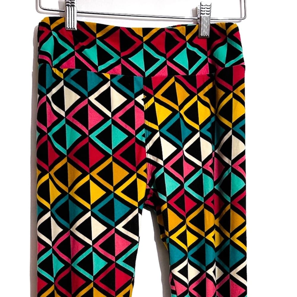 NWOT Lularoe Diamond Graphic Print Colorful Leggings One Size (OS 2-10) - Thumbnail 8