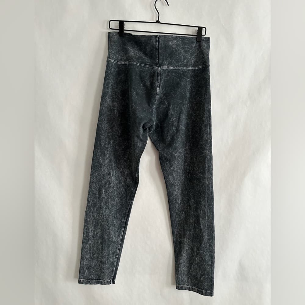 T-Party Black Grey Acid Wash High Rise Leggings Size Large Cotton Blend - Thumbnail 2