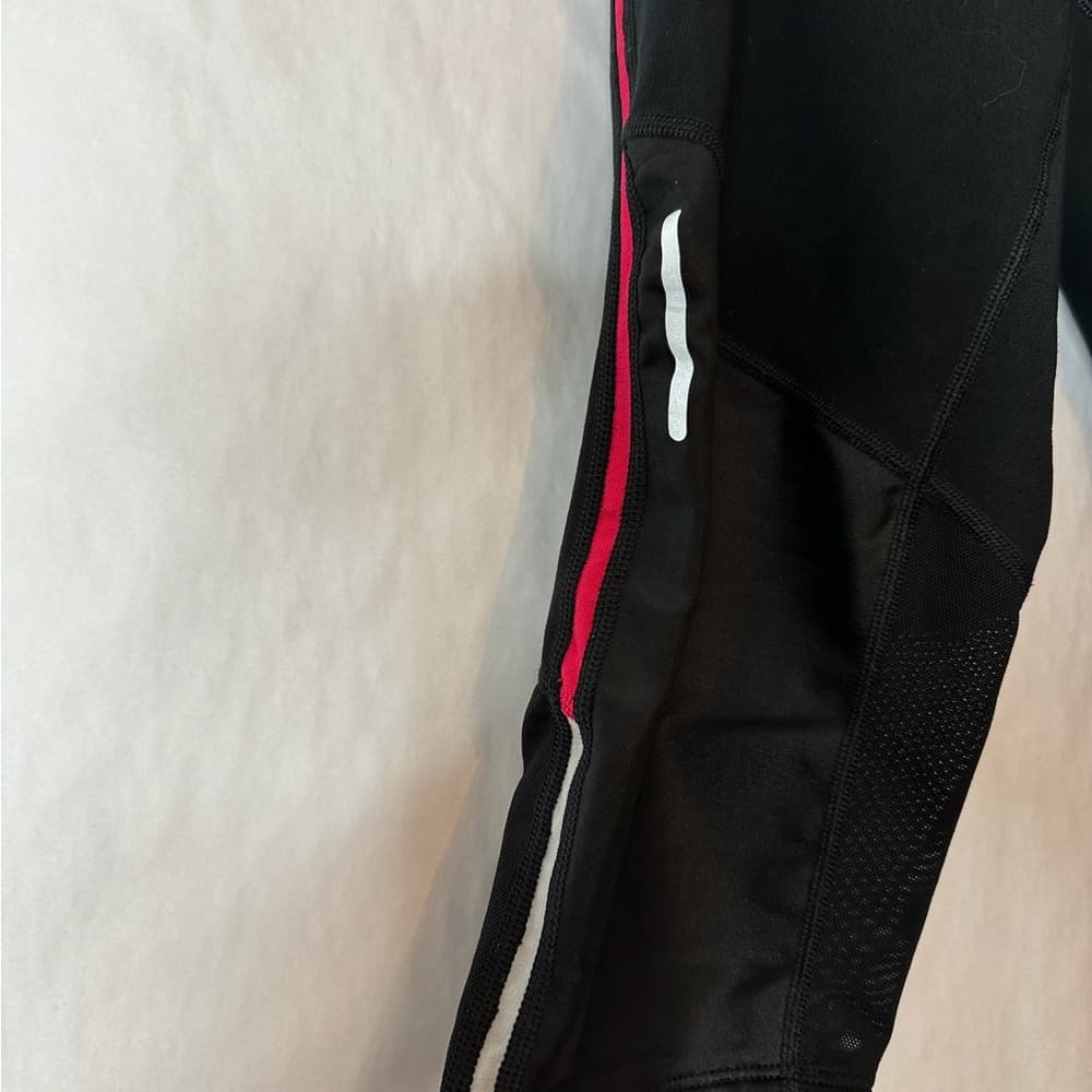 Nike Dri-Fit Black Capris Pink Trim See Thru Mesh Reflective Panels Size Medium - Thumbnail 7