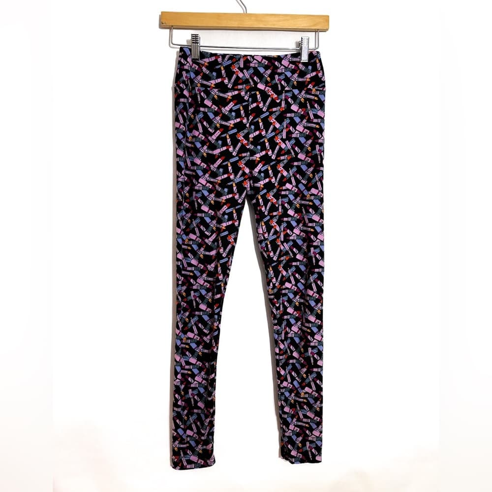 NWT LuLaRoe Lipstick Print Leggings OS One Size Soft Multicolor Makeup Aesthetic - Thumbnail 2