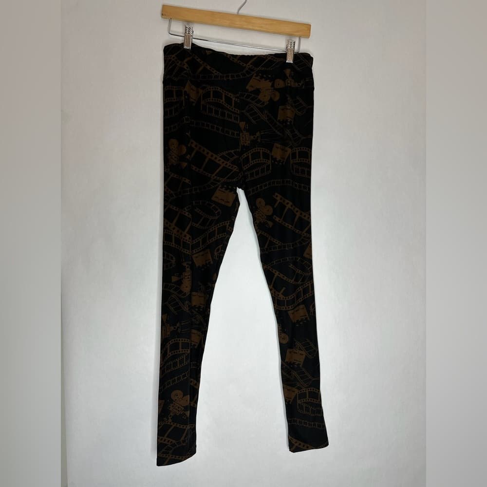 NWOT Lularoe Movie Reel Cinema Print Black Brown Leggings - Tall & Curvy TC - Thumbnail 5