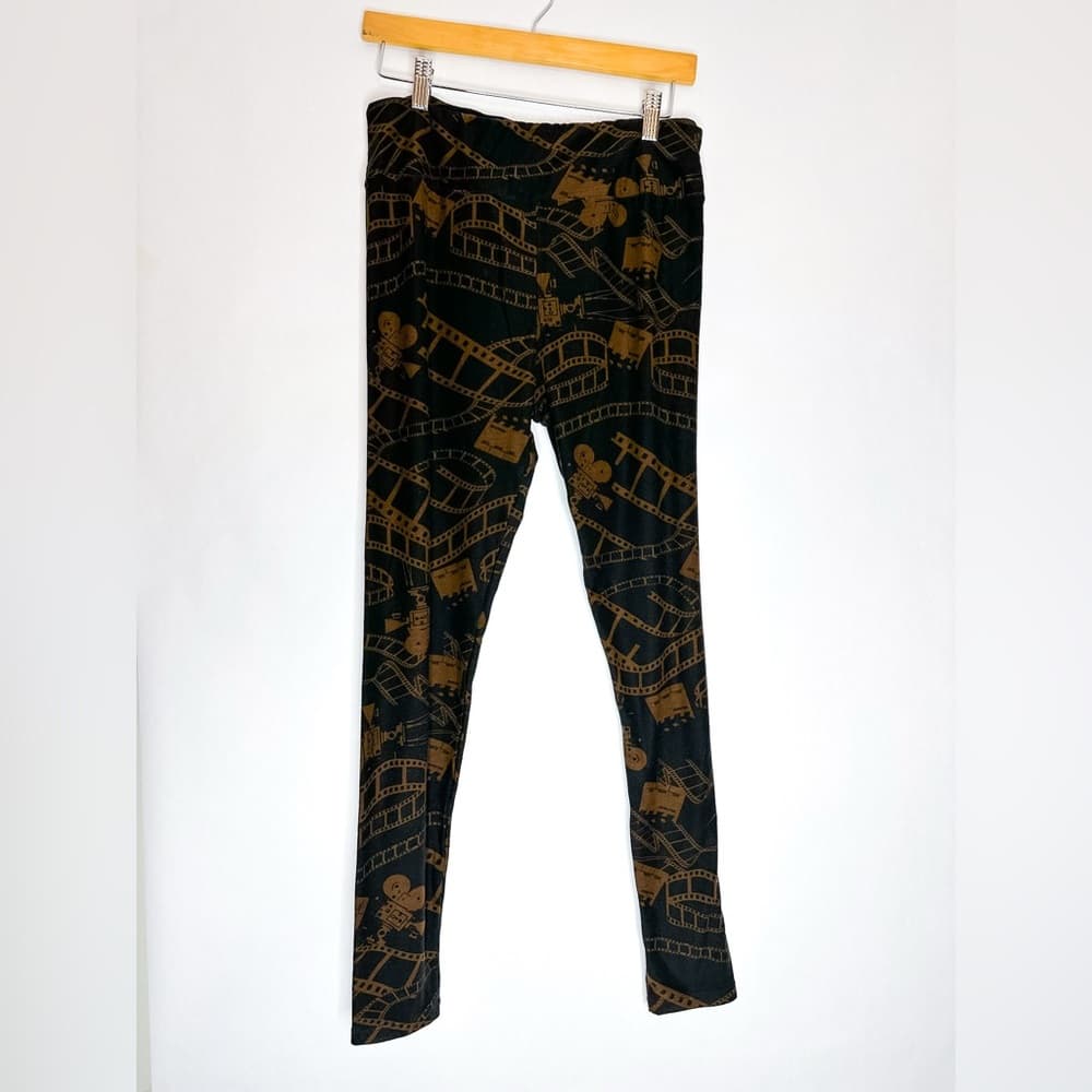 NWOT Lularoe Movie Reel Cinema Print Black Brown Leggings - Tall & Curvy TC - Thumbnail 6