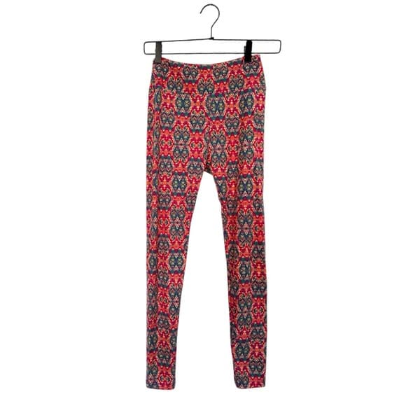 NWOT LuLaRoe Leggings Pink Teal Boho Medallion Tapestry Print One Size OS 2-10 - Thumbnail 9