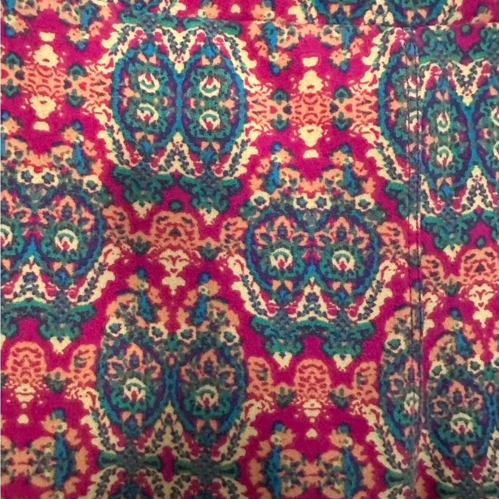 NWOT LuLaRoe Leggings Pink Teal Boho Medallion Tapestry Print One Size OS 2-10 - Thumbnail 6