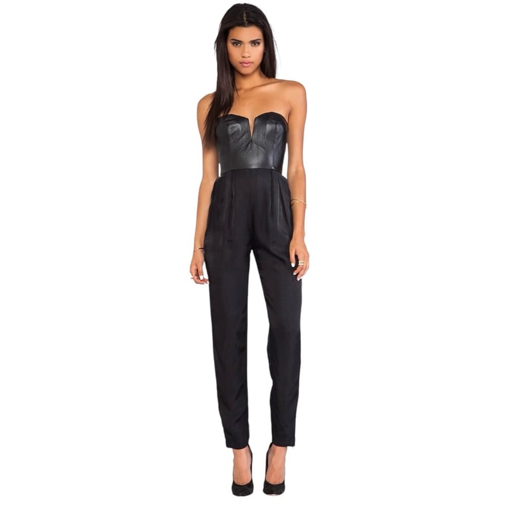 NWT Shakuhachi x Revolve Sculpted Leather Bustier Jumpsuit Womens Size Small - Thumbnail 16