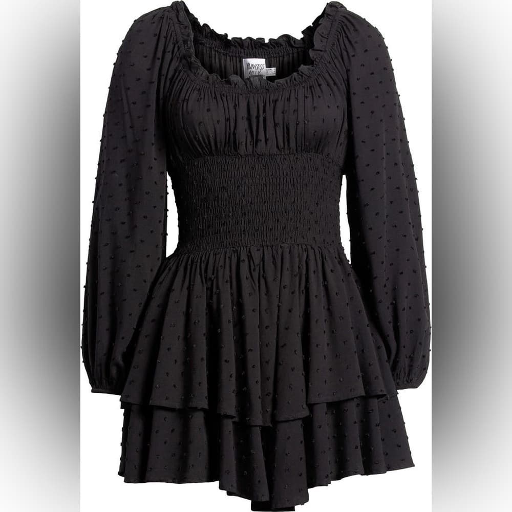 Princess Polly Love Galore Clip Dot Off the Shoulder Long Sleeve Romper Size 2 - Thumbnail 5