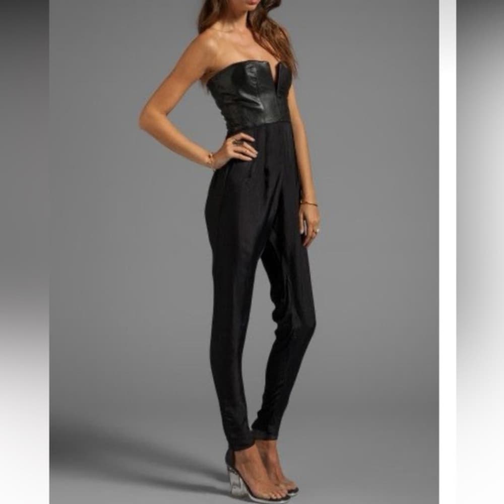 NWT Shakuhachi x Revolve Sculpted Leather Bustier Jumpsuit Womens Size Small - Thumbnail 5