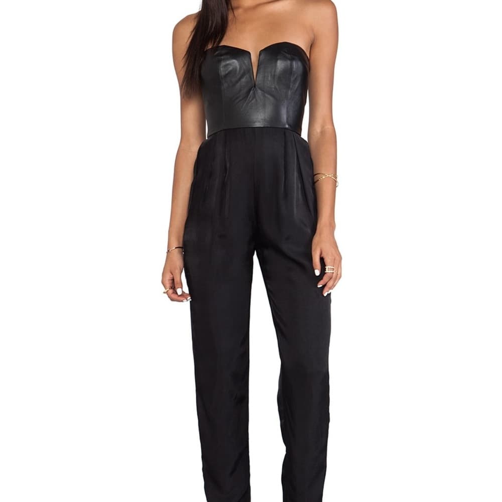 NWT Shakuhachi x Revolve Sculpted Leather Bustier Jumpsuit Womens Size Small - Thumbnail 4