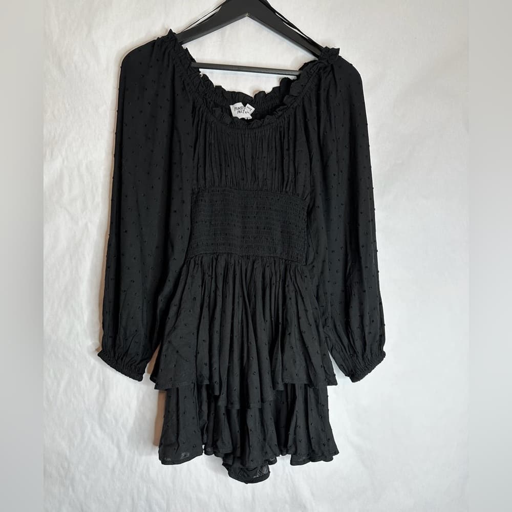 Princess Polly Love Galore Clip Dot Off the Shoulder Long Sleeve Romper Size 2 - Thumbnail 9
