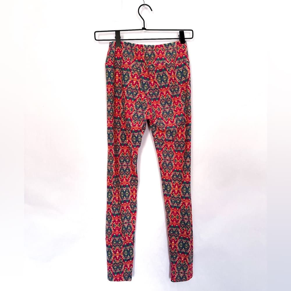 NWOT LuLaRoe Leggings Pink Teal Boho Medallion Tapestry Print One Size OS 2-10 - Thumbnail 2