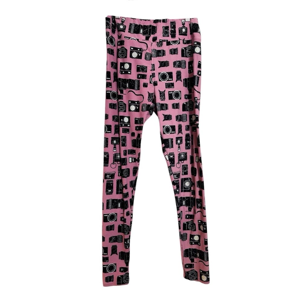 NWT LuLaRoe Pink Camera Print Leggings TC Tall & Curvy Photography Aesthetic - Thumbnail 10