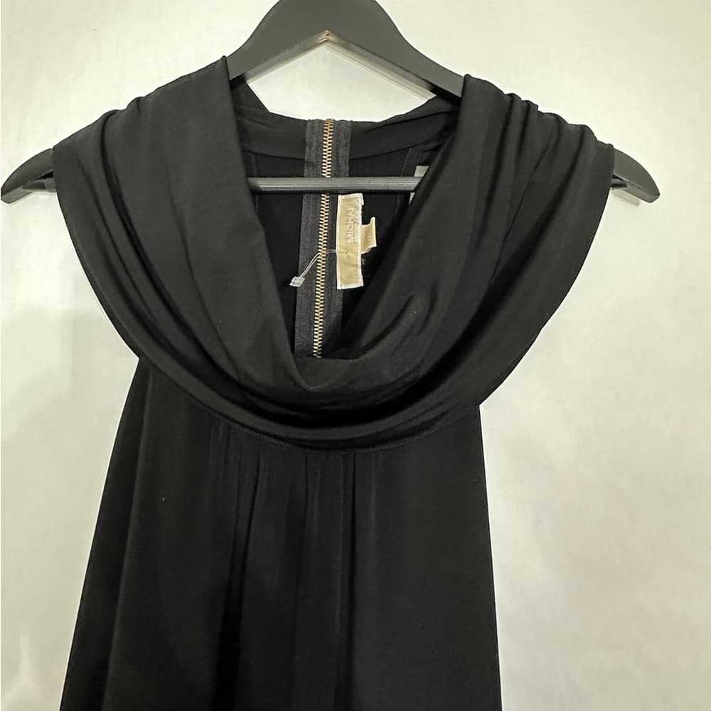 Michael Michael Kors Black Sleeveless Cowl Neck Zip Jumpsuit Size Small - Thumbnail 2