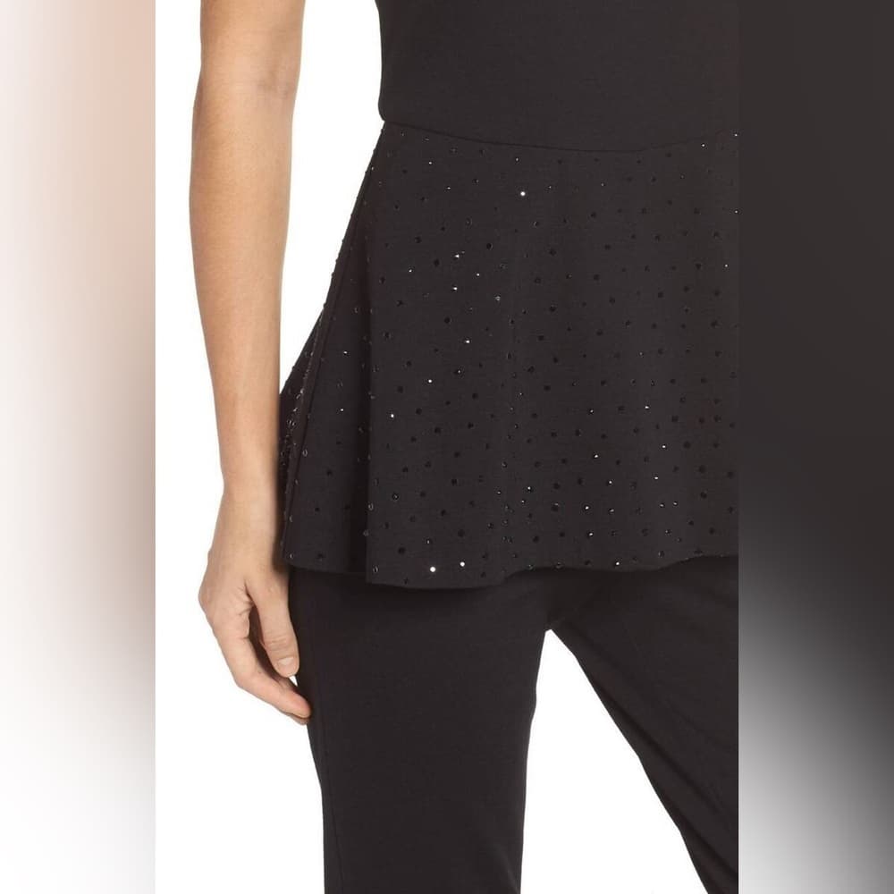 Eliza J Rhinestone Peplum Black Jumpsuit Size 4 Neutral Minimalist Business - Thumbnail 10