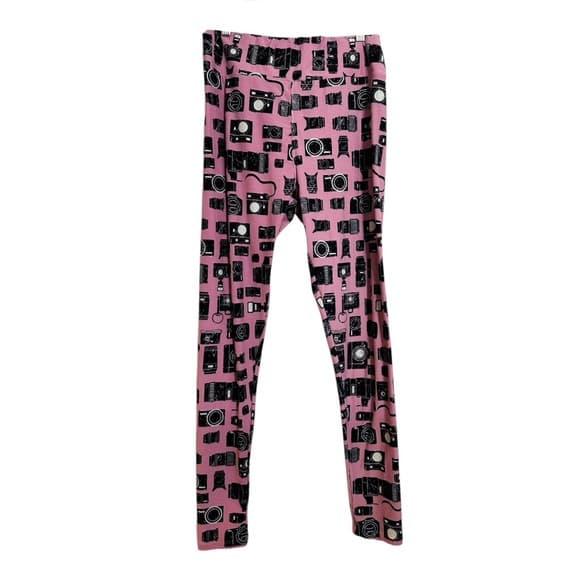 NWT LuLaRoe Pink Camera Print Leggings TC Tall & Curvy Photography Aesthetic - Thumbnail 11