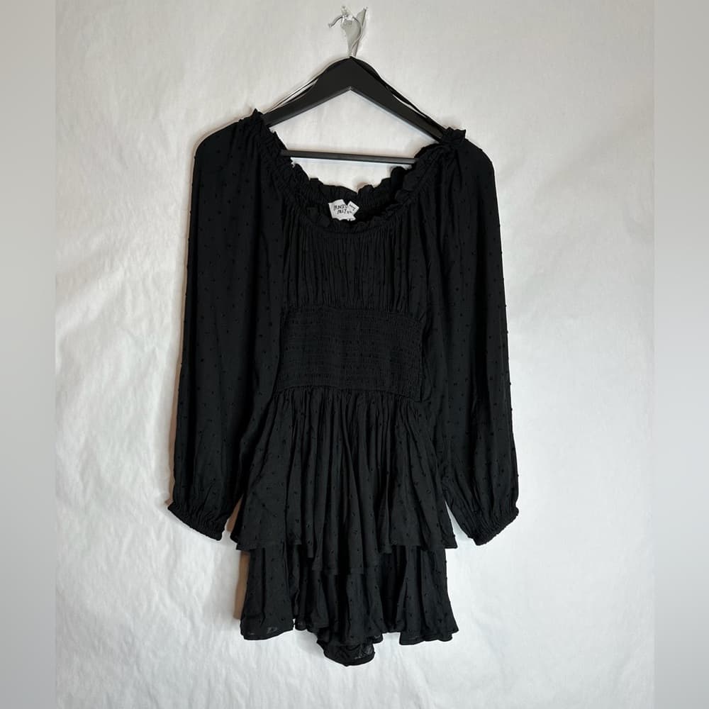 Princess Polly Love Galore Clip Dot Off the Shoulder Long Sleeve Romper Size 2 - Thumbnail 7