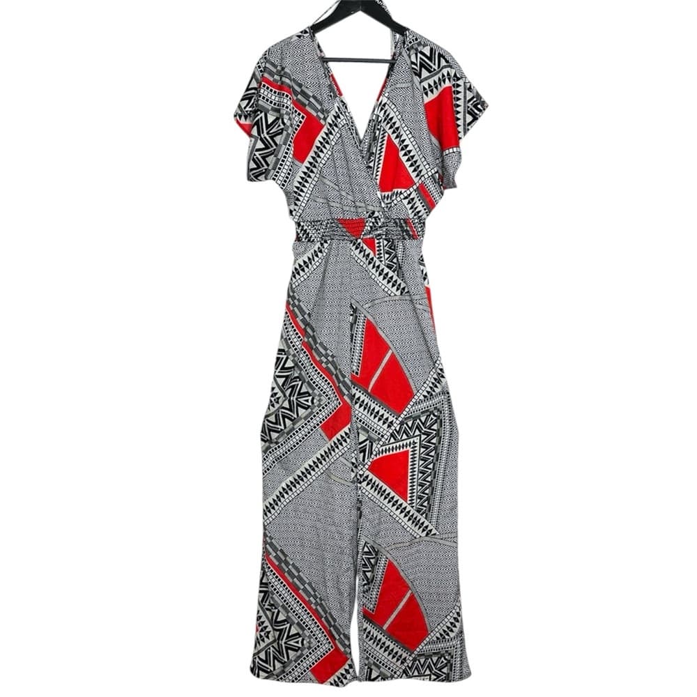 Forever 21 Geometric Print Jumpsuit Boho Statement Retro Resort Vacation Medium - Thumbnail 6