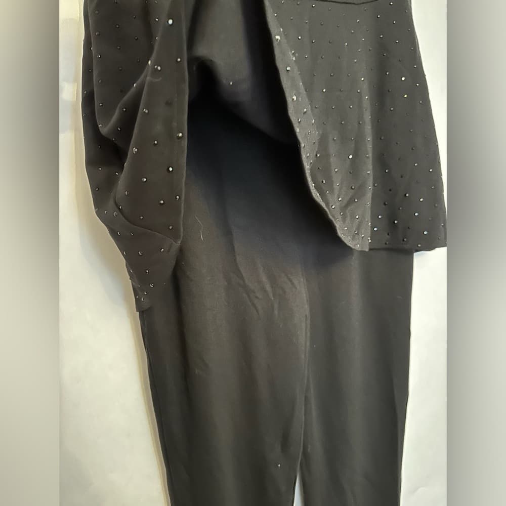 Eliza J Rhinestone Peplum Black Jumpsuit Size 4 Neutral Minimalist Business - Thumbnail 4