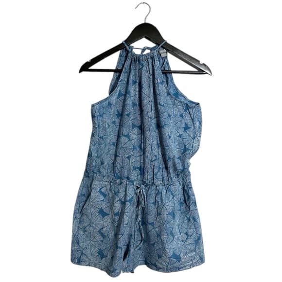 Shade Amour Blue Printed Cotton Halter Romper One Size Great for Travel Bohemian - Thumbnail 9