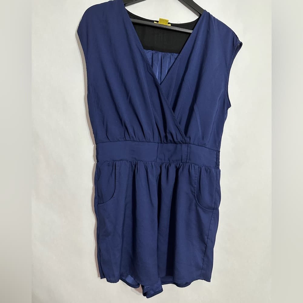 Hawks Brand Blue Sleeveless Romper with Pockets Size Large Minimalist Neutral - Thumbnail 2