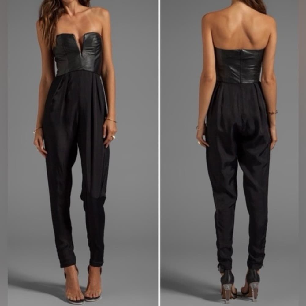 NWT Shakuhachi x Revolve Sculpted Leather Bustier Jumpsuit Womens Size Small - Thumbnail 6