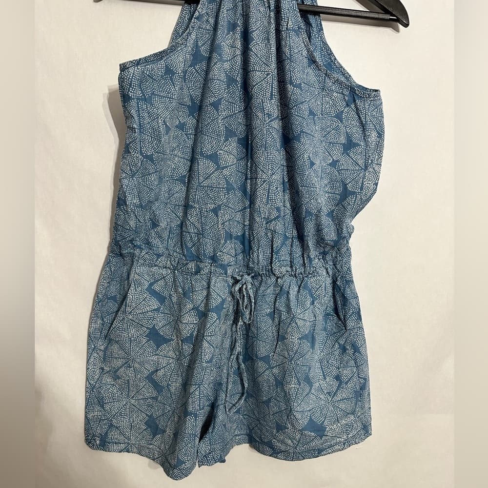 Shade Amour Blue Printed Cotton Halter Romper One Size Great for Travel Bohemian - Thumbnail 2