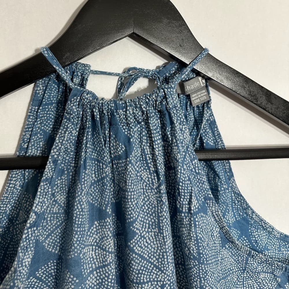 Shade Amour Blue Printed Cotton Halter Romper One Size Great for Travel Bohemian - Thumbnail 3