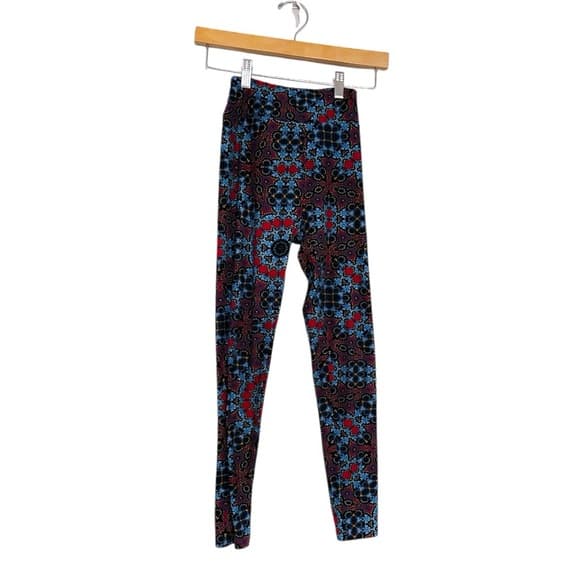 NWT LuLaRoe Blue Red Mandala Print Leggings One Size Kaleidoscope Boho Pattern - Thumbnail 10