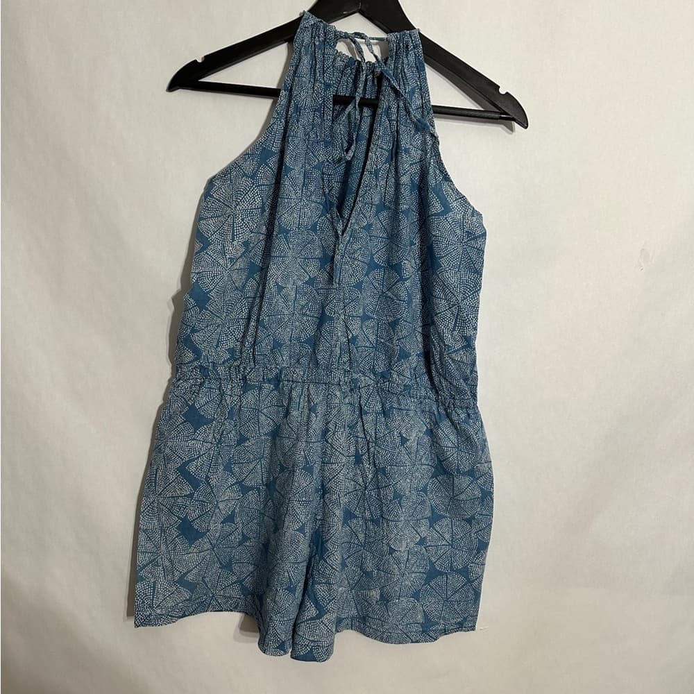 Shade Amour Blue Printed Cotton Halter Romper One Size Great for Travel Bohemian - Thumbnail 4