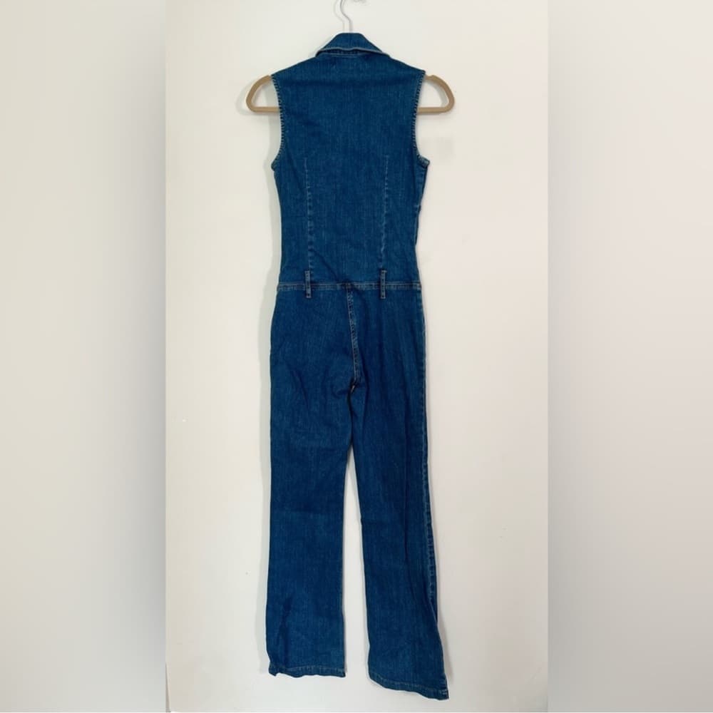 Hot Kiss Denim Sleeveless Jumpsuit 2000s Y2K Vintage Button Front Romper Small - Thumbnail 8