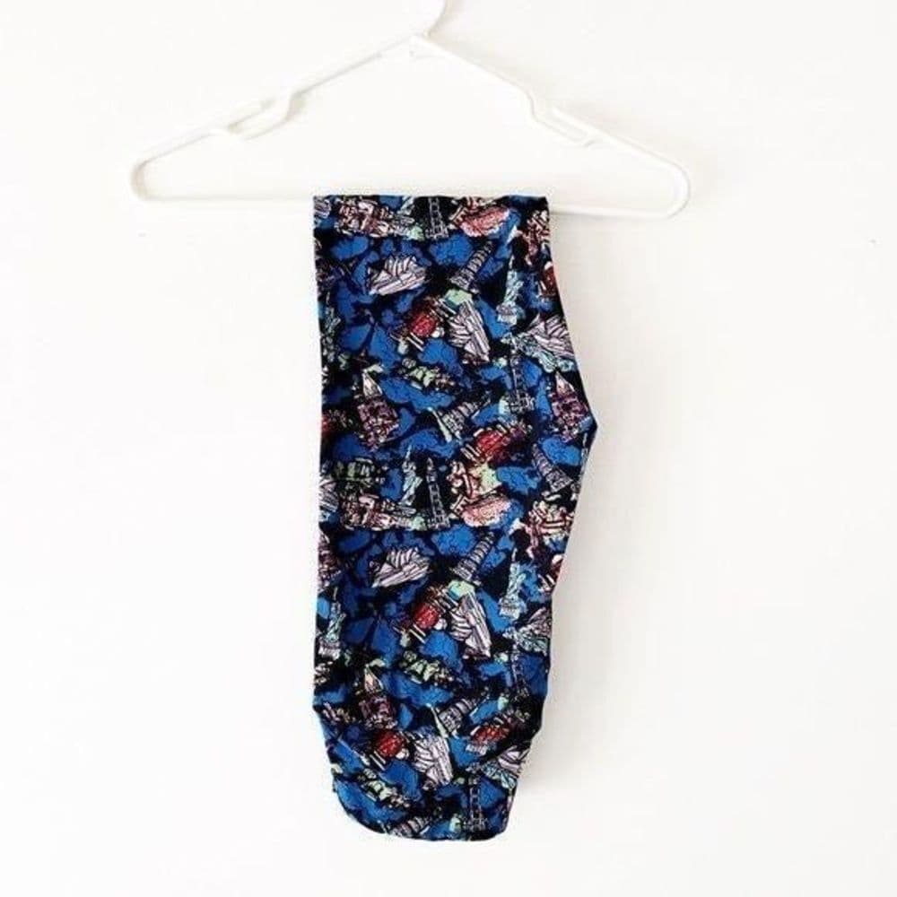 NWT LuLaRoe Global Landmark Collage Print Leggings One Size Wanderlust Travel - Thumbnail 2