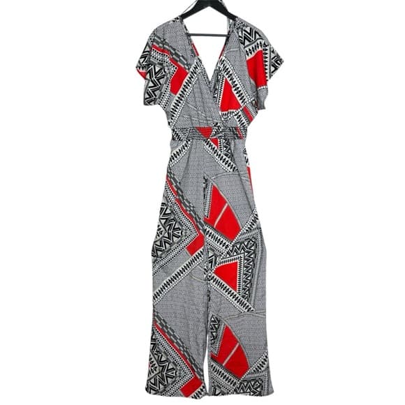 Forever 21 Geometric Print Jumpsuit Boho Statement Retro Resort Vacation Medium - Thumbnail 7