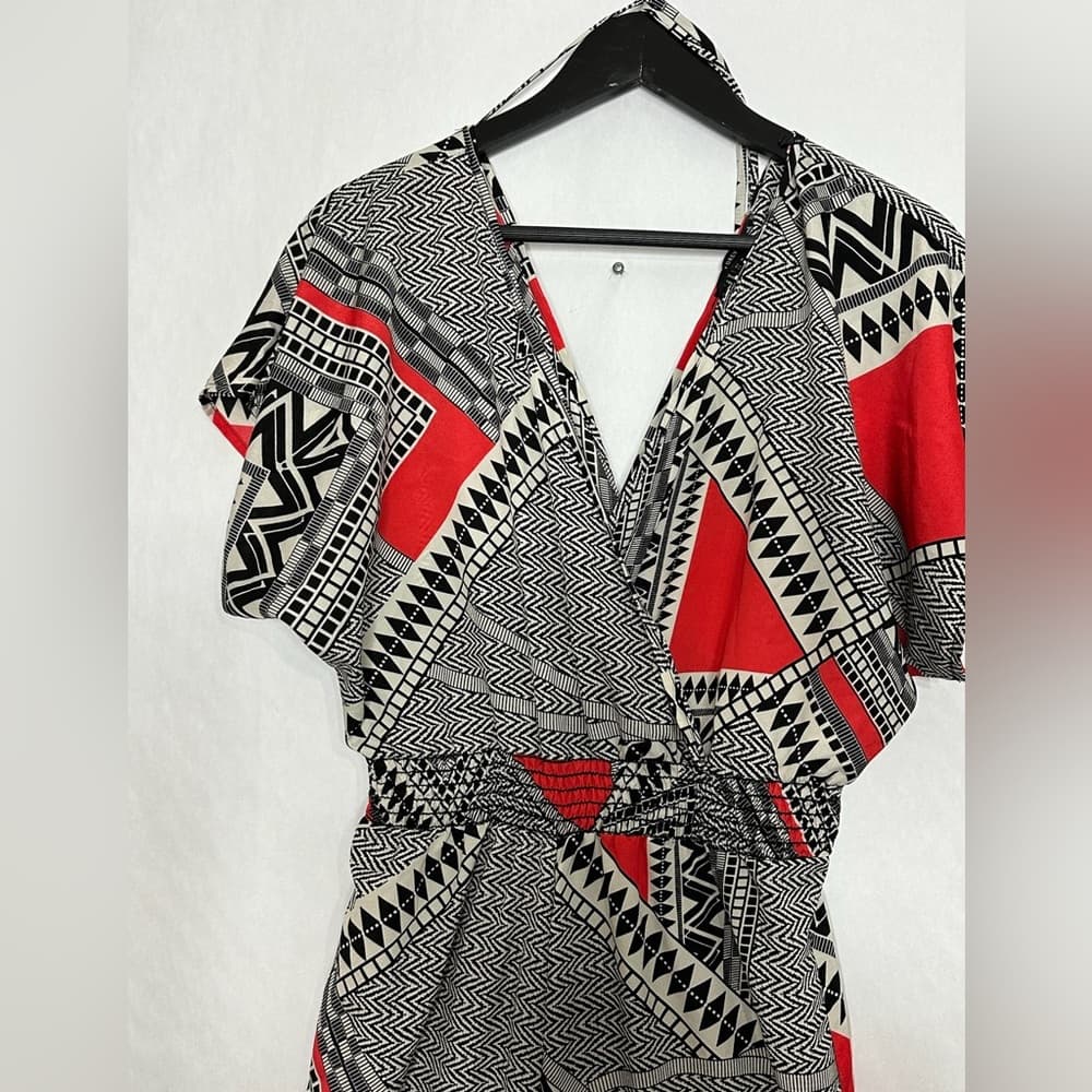 Forever 21 Geometric Print Jumpsuit Boho Statement Retro Resort Vacation Medium - Thumbnail 4