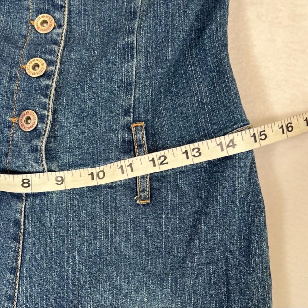 Hot Kiss Denim Sleeveless Jumpsuit 2000s Y2K Vintage Button Front Romper Small - Thumbnail 13